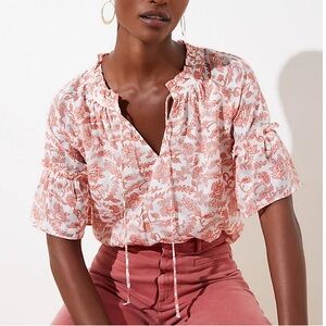 Loft Clip Dot Ruffle Blouse NWT Sz Medium